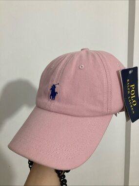 Authentic Polo by Ralph Lauren Kids Light Pink Baseball Hat with Navy Logo